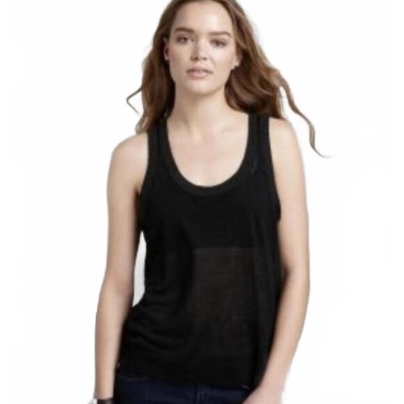 Theory Tops - Theory Black Slub Knit Scoop Neck Tank Top – Size M – Made in Peru